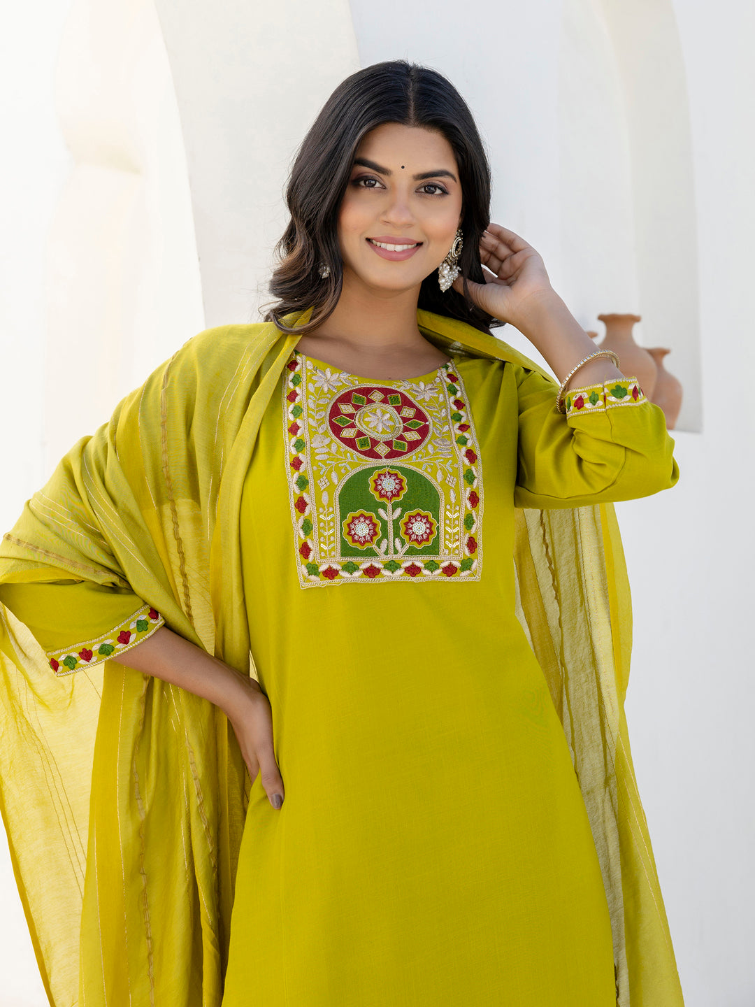 Meher Women Kurta and Trousers Pant Sets Cotton Blend - FitVibe Fashion