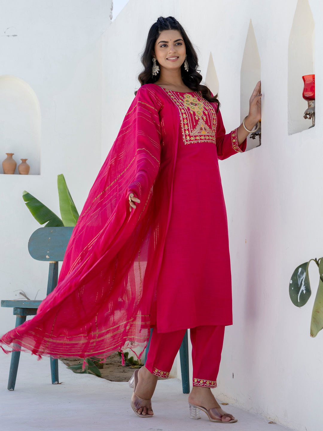 Meher Women Kurta and Trousers Pant Sets Cotton Blend - FitVibe Fashion