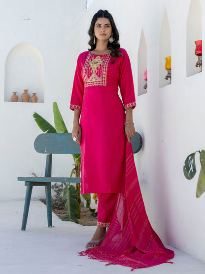 Meher Women Kurta and Trousers Pant Sets Cotton Blend - FitVibe Fashion