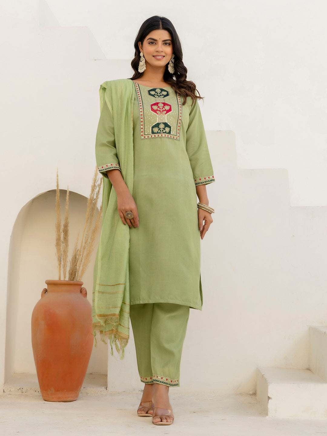Meher Women Kurta and Trousers Pant Sets Cotton Blend - FitVibe Fashion
