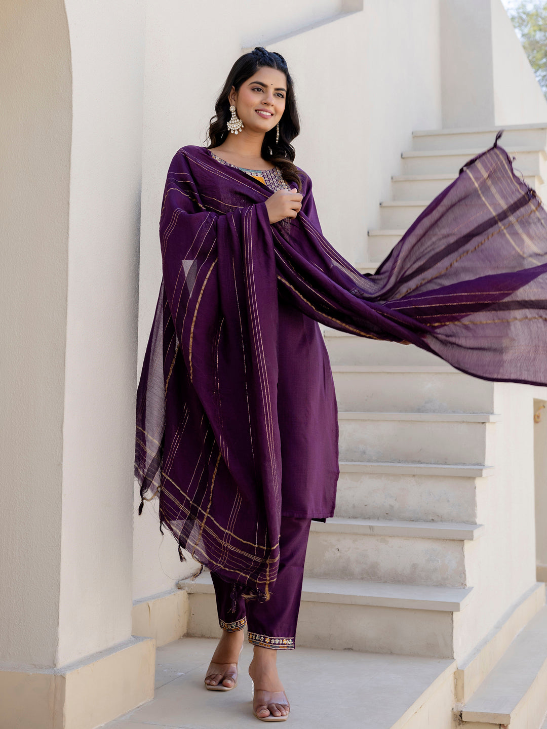 Meher Women Kurta and Trousers Pant Sets Cotton Blend - FitVibe Fashion