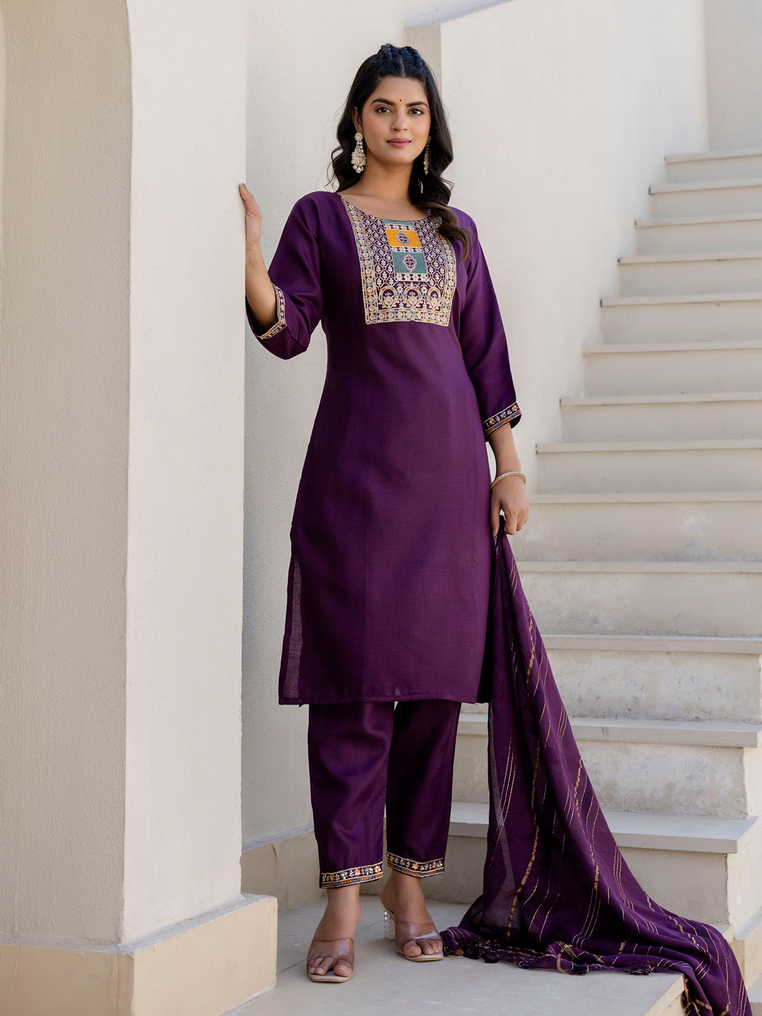 Meher Women Kurta and Trousers Pant Sets Cotton Blend - FitVibe Fashion