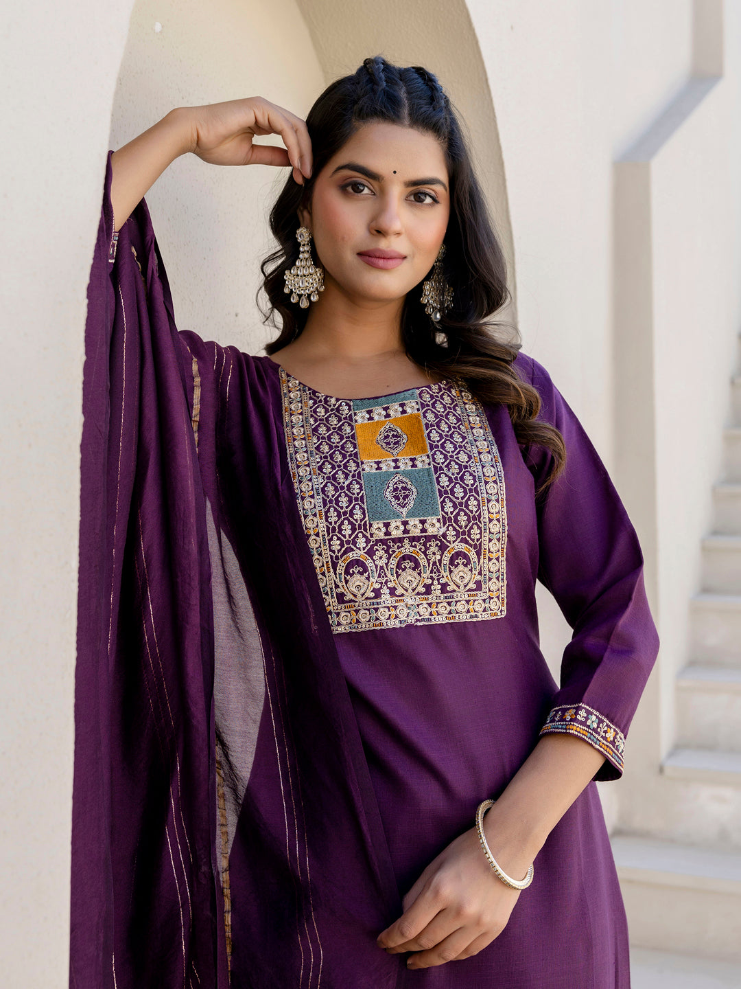 Meher Women Kurta and Trousers Pant Sets Cotton Blend - FitVibe Fashion