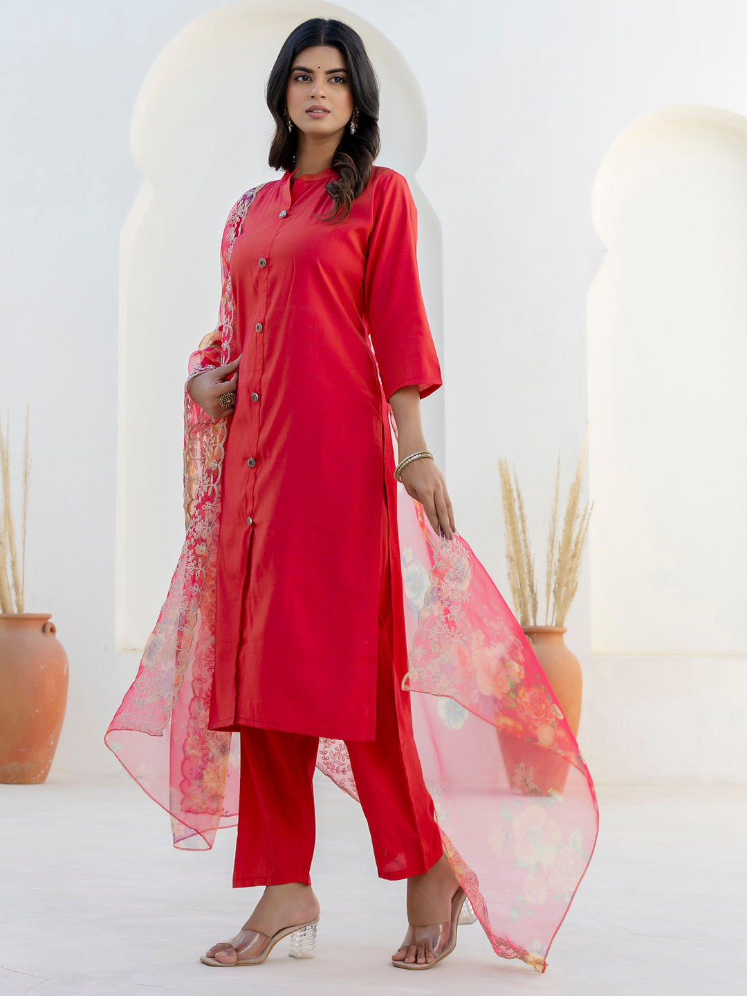 Naaz Women Kurta and Pant Sets With Dupatta shimmer Silk fabric - FitVibe Fashion