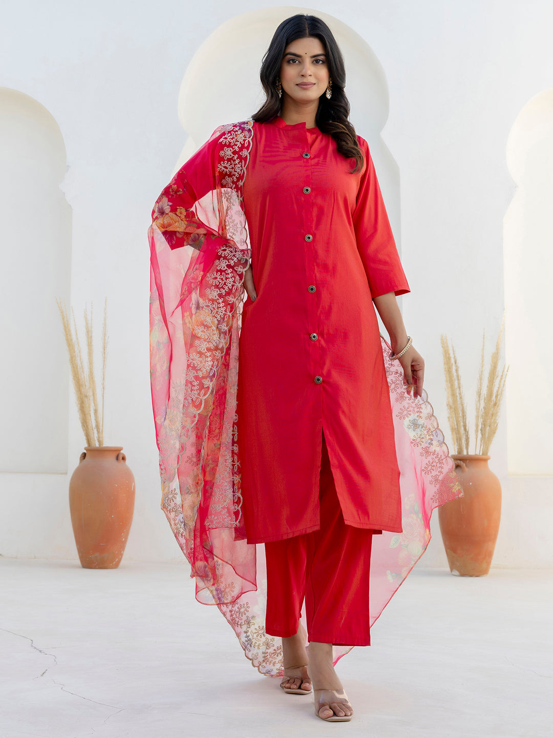 Naaz Women Kurta and Pant Sets With Dupatta shimmer Silk fabric - FitVibe Fashion