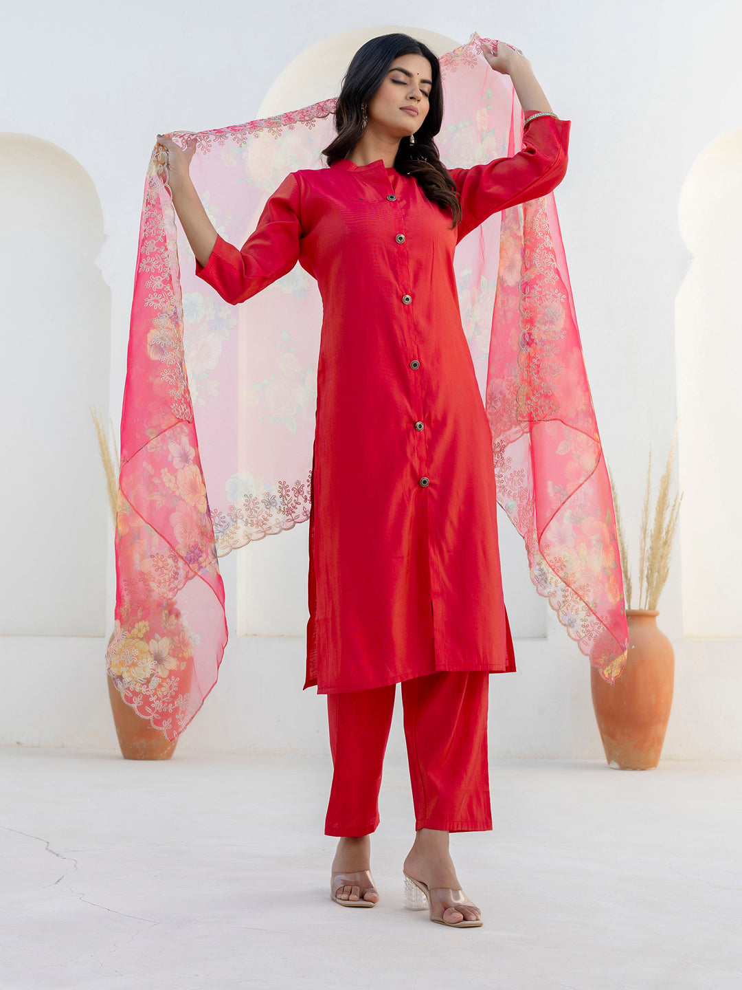 Naaz Women Kurta and Pant Sets With Dupatta shimmer Silk fabric - FitVibe Fashion