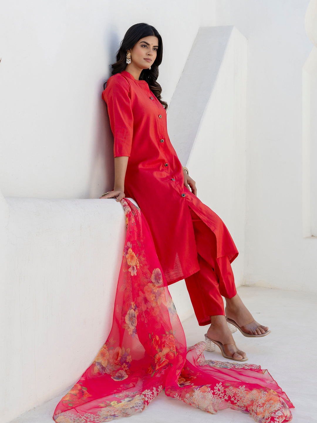 Naaz Women Kurta and Pant Sets With Dupatta shimmer Silk fabric - FitVibe Fashion