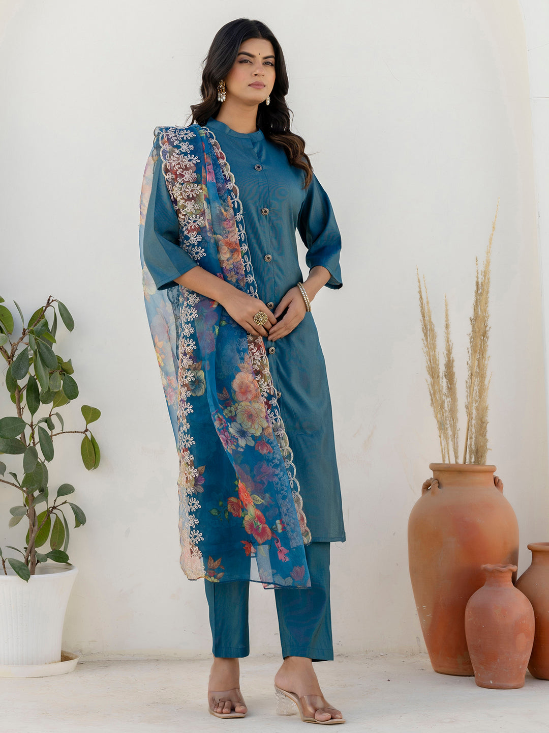 Naaz Women Kurta and Pant Sets With Dupatta shimmer Silk fabric - FitVibe Fashion