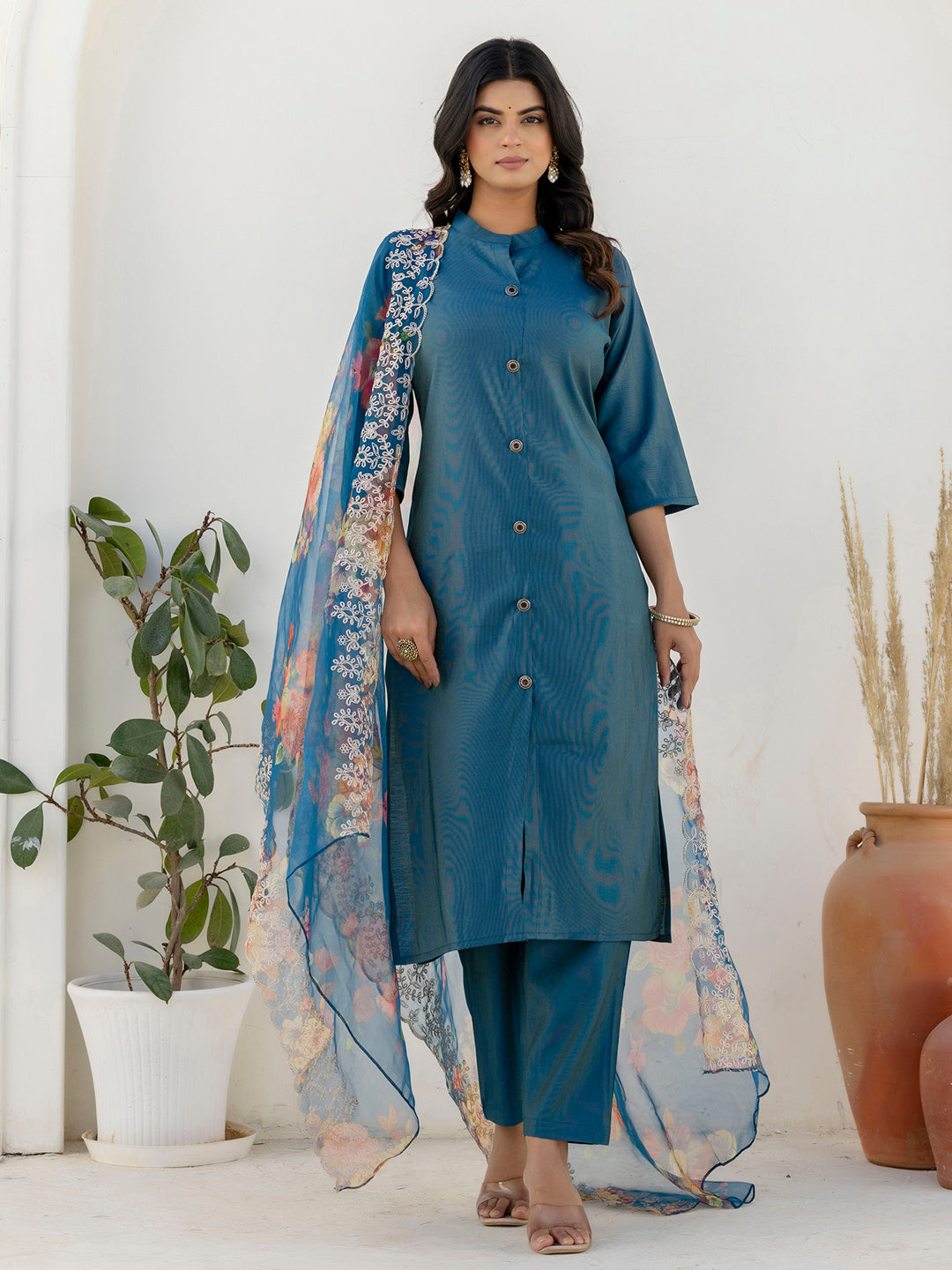 Naaz Women Kurta and Pant Sets With Dupatta shimmer Silk fabric - FitVibe Fashion