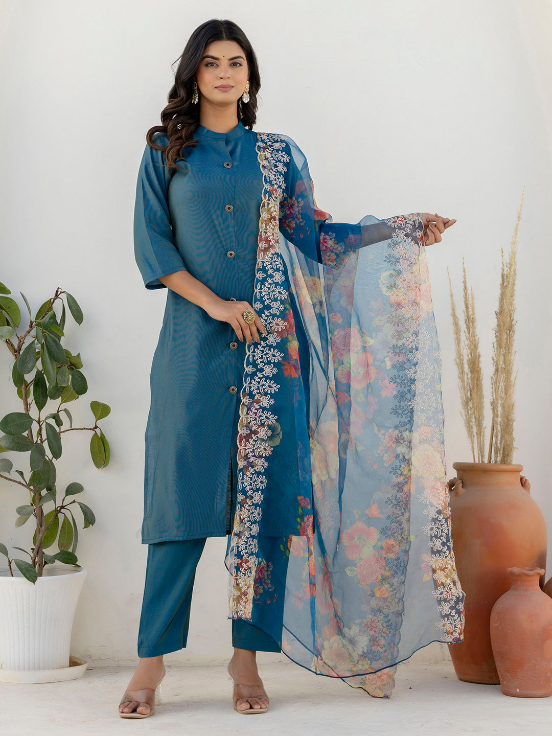 Naaz Women Kurta and Pant Sets With Dupatta shimmer Silk fabric - FitVibe Fashion