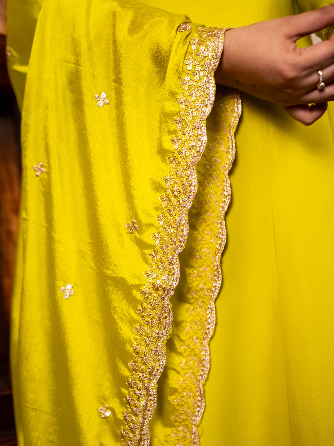 Navrangi Lemon Stylish Anarkali Kurta Set Ready to Wear Soft Silk Fabric with Embroidered Dupatta Tailored Fit - FitVibe Fashion