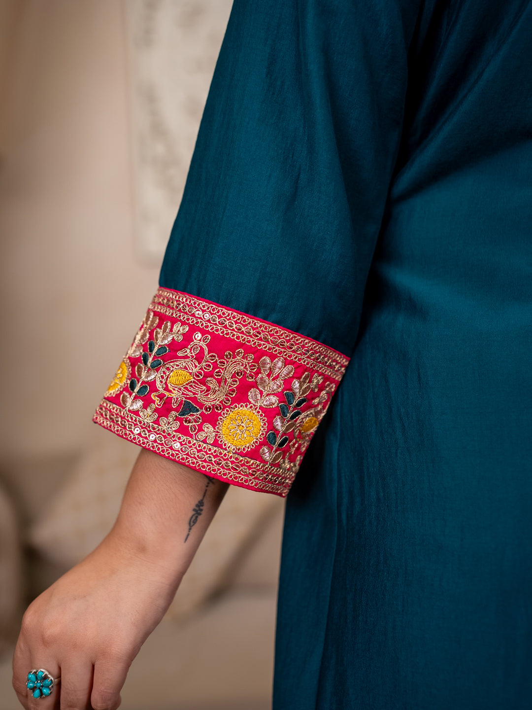 Kiyaraah Stylish Anarkali Kurta Set Ready to Wear Soft Silk Fabric with Embroidered Dupatta Tailored Fit - FitVibe Fashion