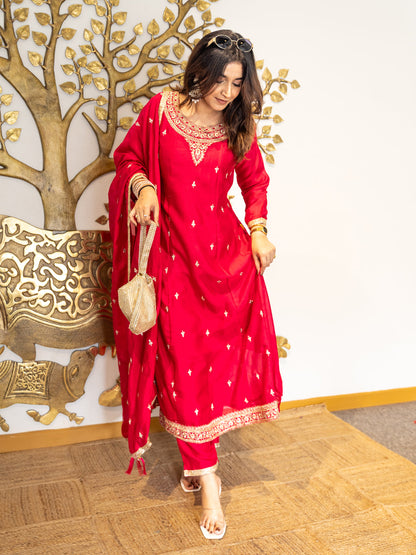 Mohini Elegant Ready to Wear Anarkali Kurta Set in Soft Silk Blend with Embroidered Dupatta and Perfect Fit - FitVibe Fashion