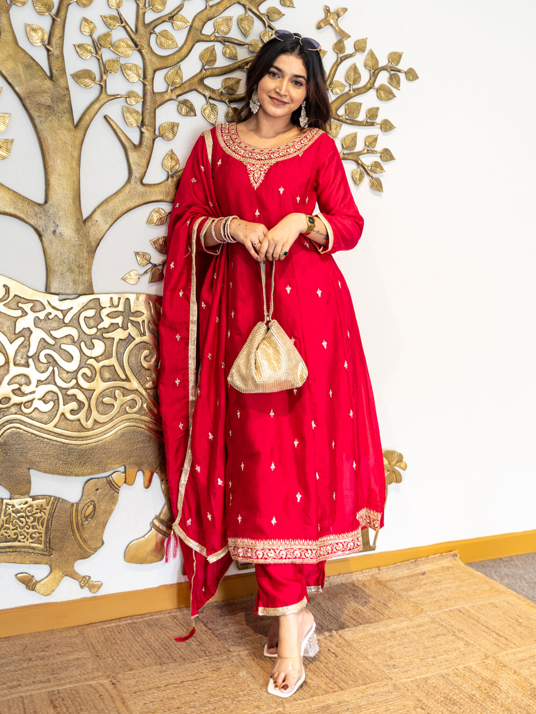 Mohini Elegant Ready to Wear Anarkali Kurta Set in Soft Silk Blend with Embroidered Dupatta and Perfect Fit - FitVibe Fashion