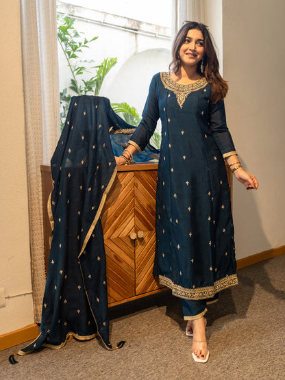 Mohini Stylish Anarkali Kurta Set Ready to Wear Soft Silk Fabric with Embroidered Dupatta Tailored Fit - FitVibe Fashion