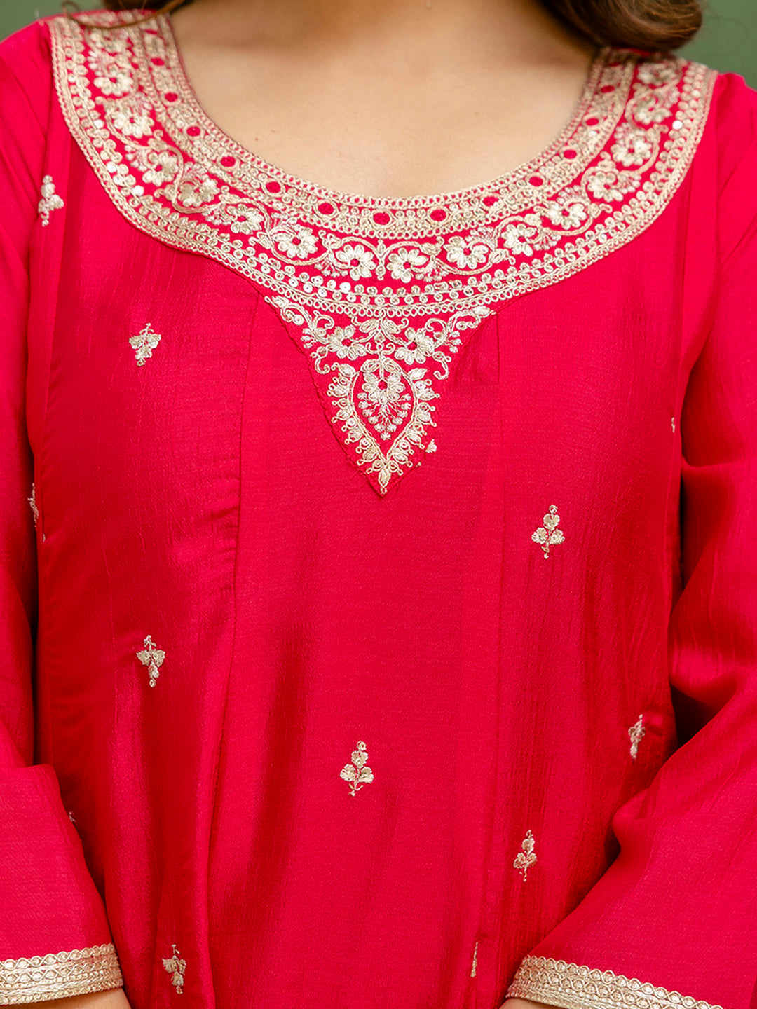 Noor Women Anarkali Kurta and Pant Dupatta Sets Silk Blend Fabrics with Embroidery - FitVibe Fashion