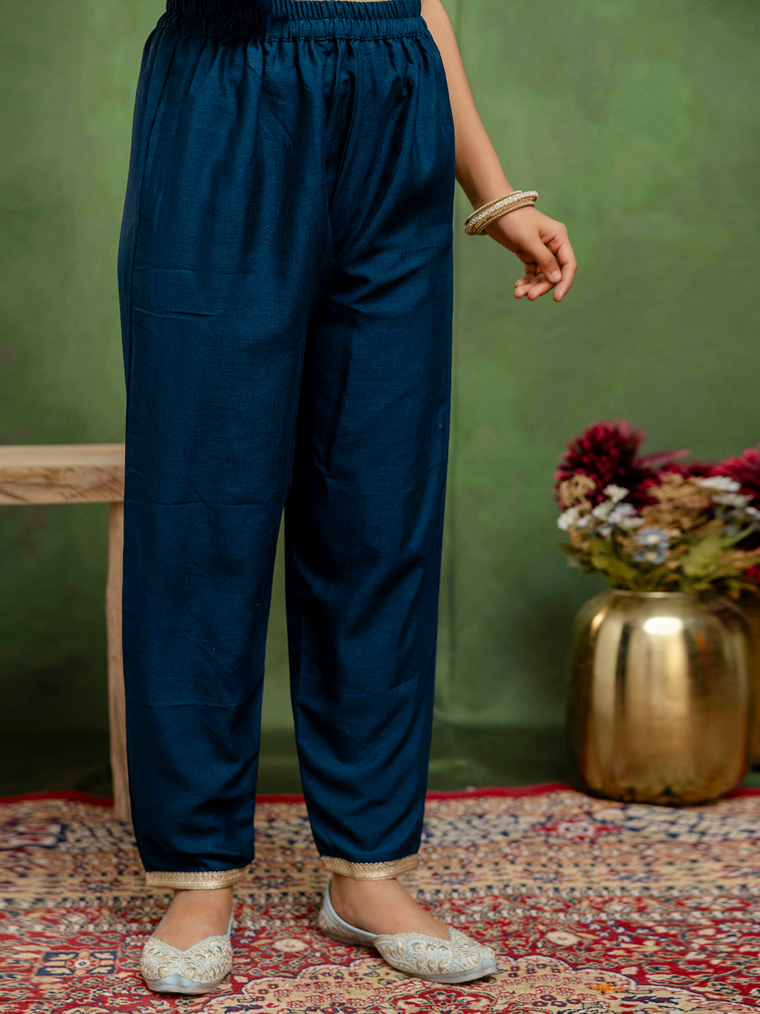 Noor Women Anarkali Kurta and Pant Dupatta Sets Silk Blend Fabrics with Embroidery - FitVibe Fashion