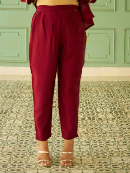 Aarohi Beads Embroidered Maroon Women Kurta Sets With Dupatta Straight Suits