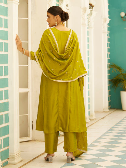 Kia Yoke Design Silk Blend Anarkali Suit With Dupatta - FitVibe Fashion