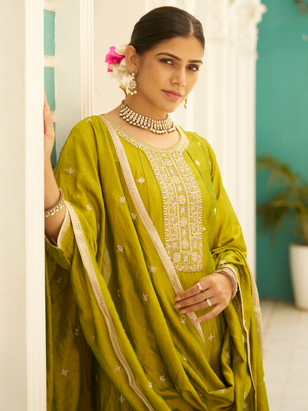 Kia Yoke Design Silk Blend Anarkali Suit With Dupatta - FitVibe Fashion