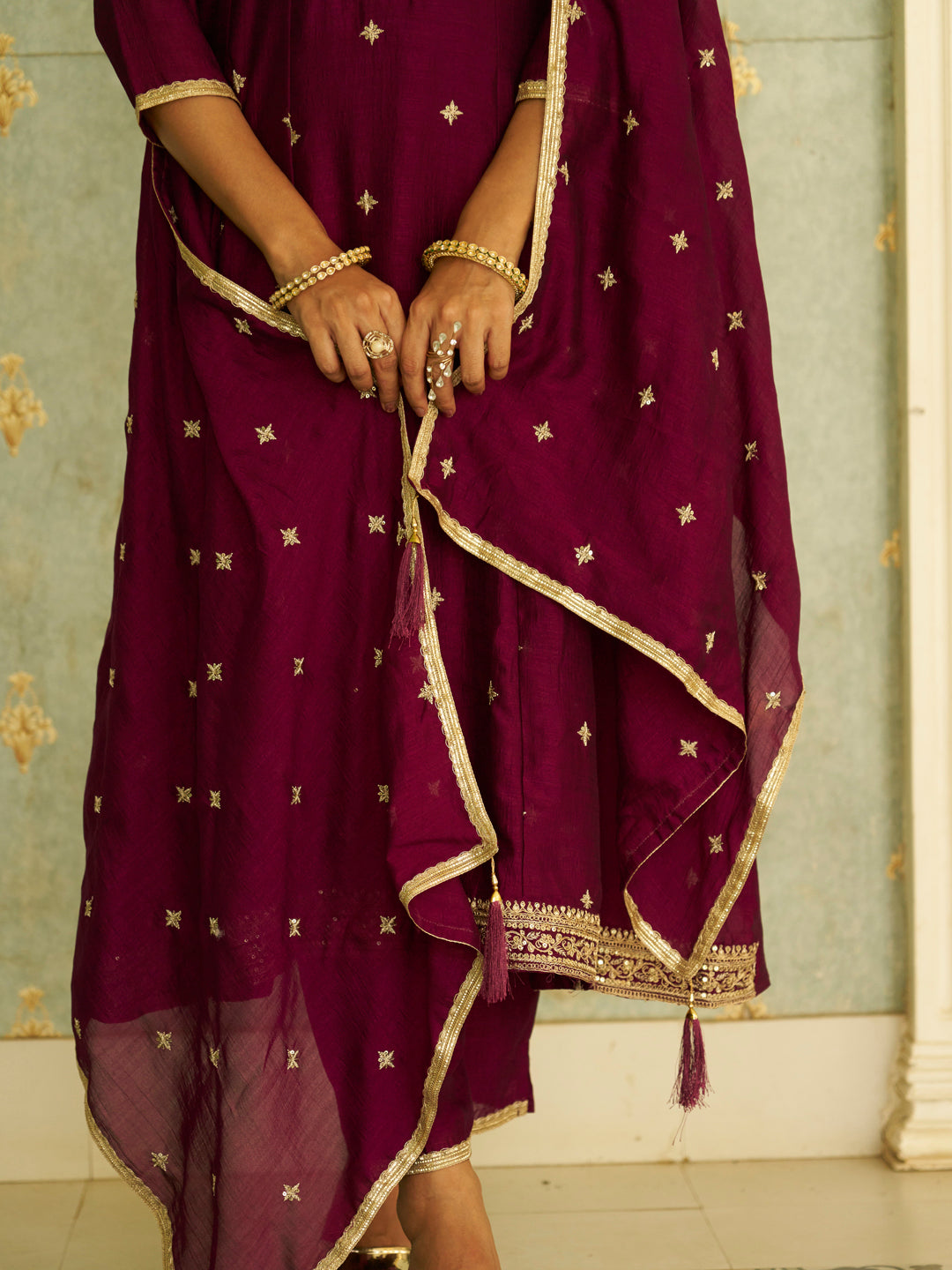 Kia Yoke Design Silk Blend Anarkali Suit With Dupatta - FitVibe Fashion