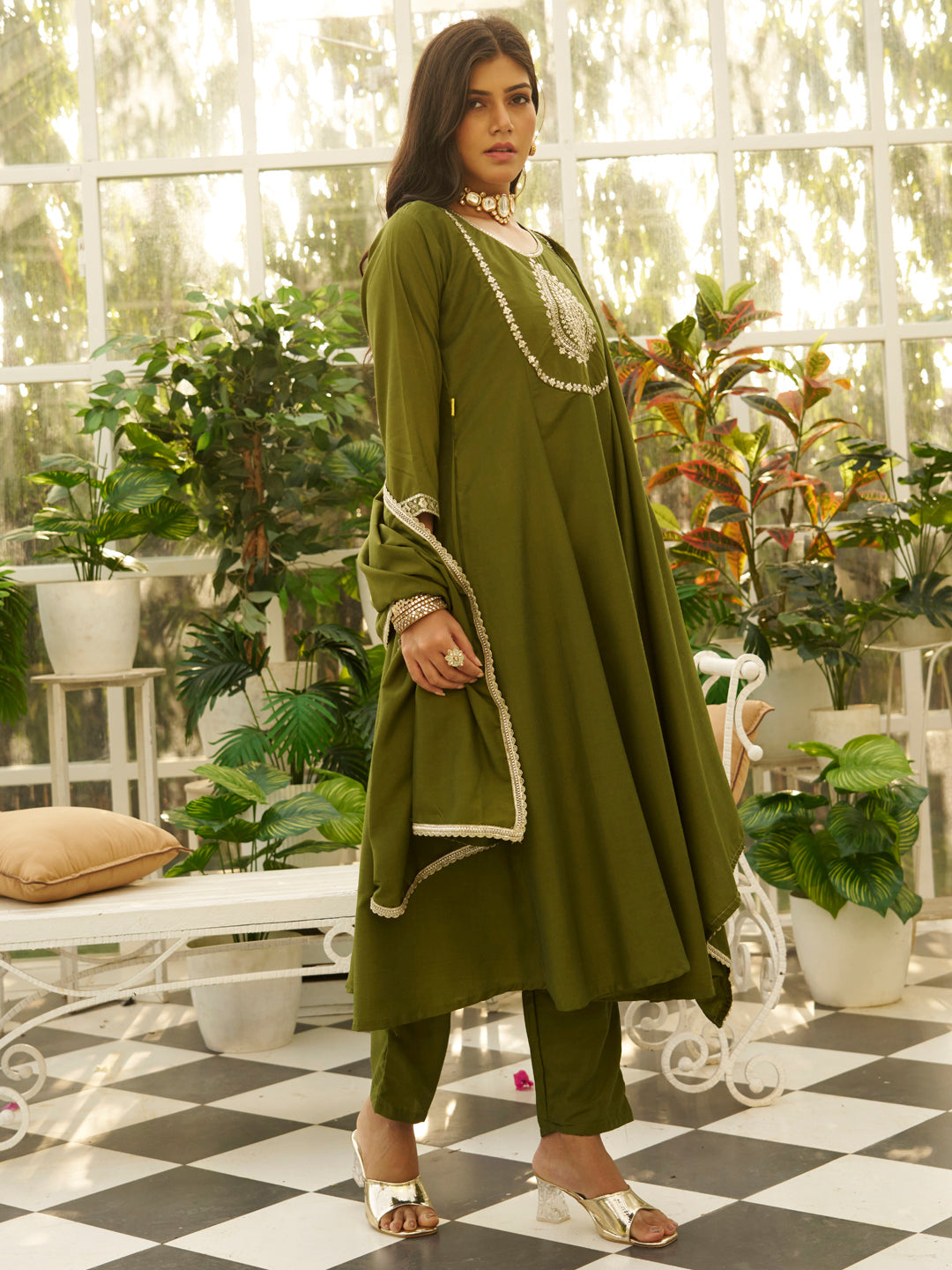 Vaani Anarkali Kurta and Pant Dupatta Set - FitVibe Fashion