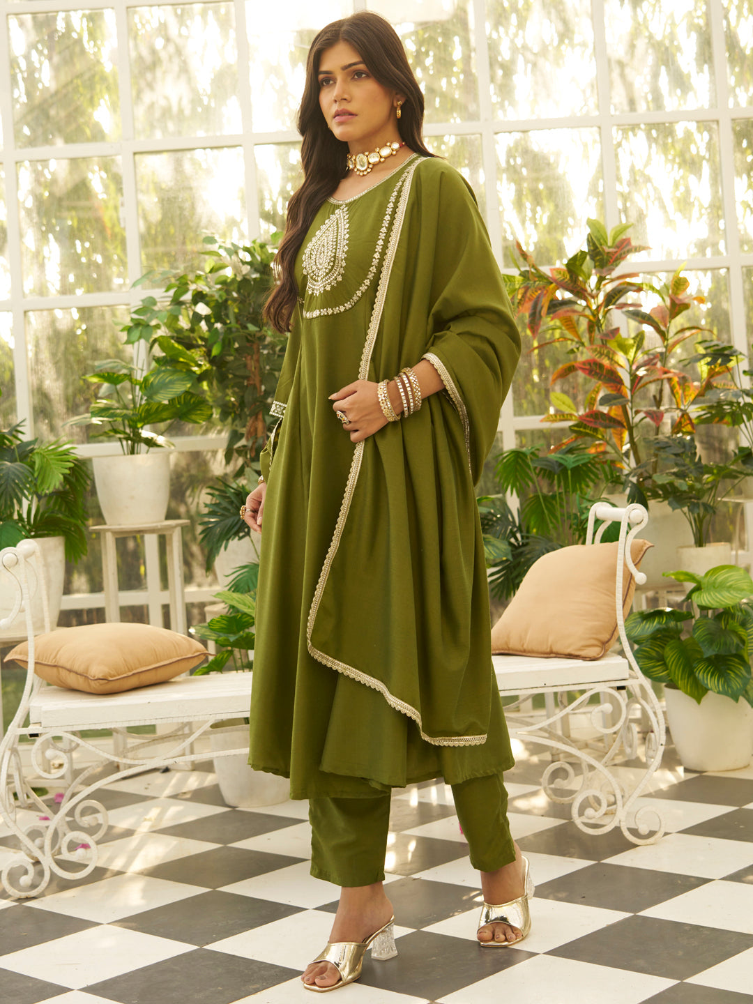 Vaani Anarkali Kurta and Pant Dupatta Set - FitVibe Fashion