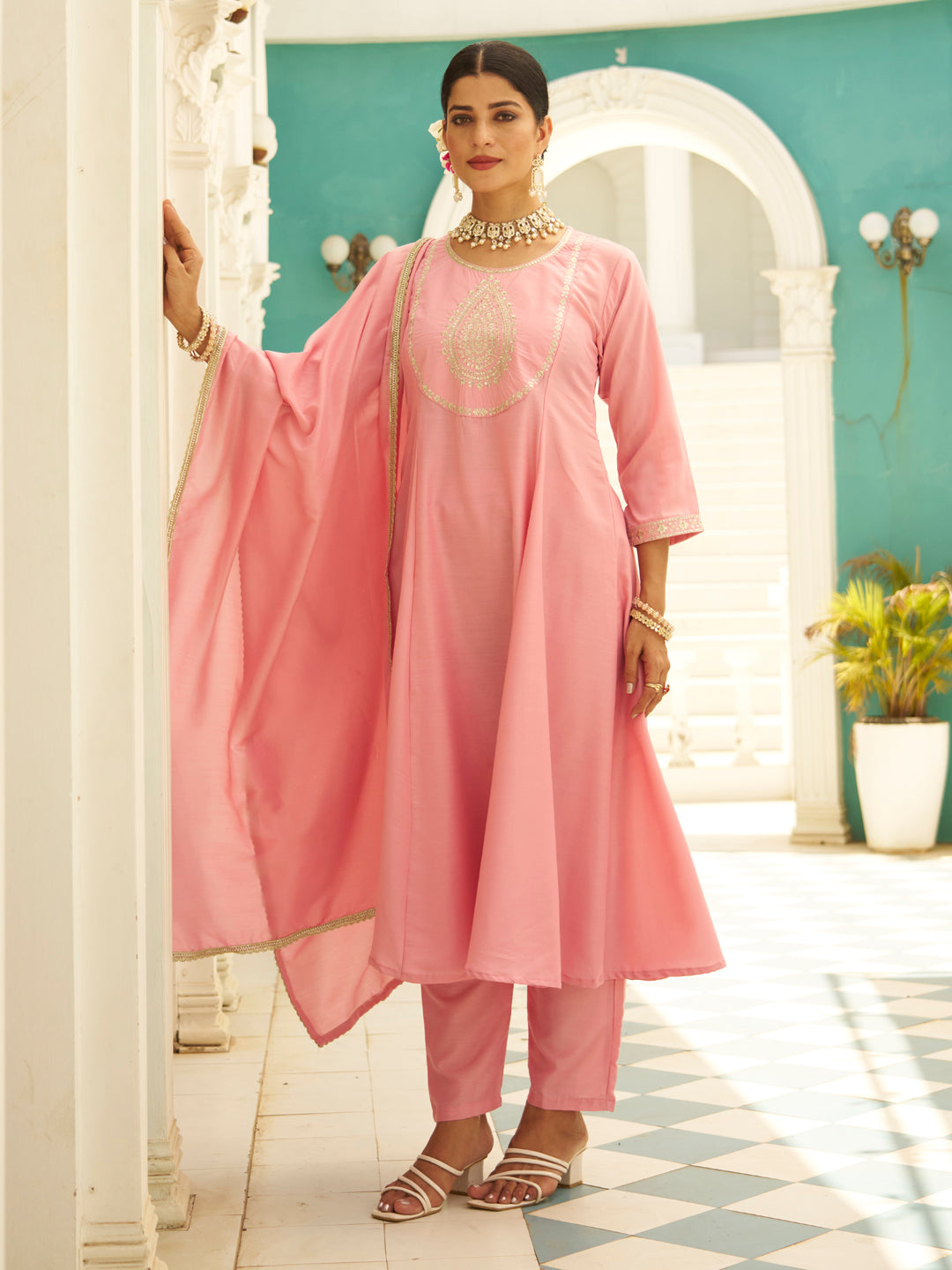 Vaani Anarkali Kurta and Pant Dupatta Set - FitVibe Fashion