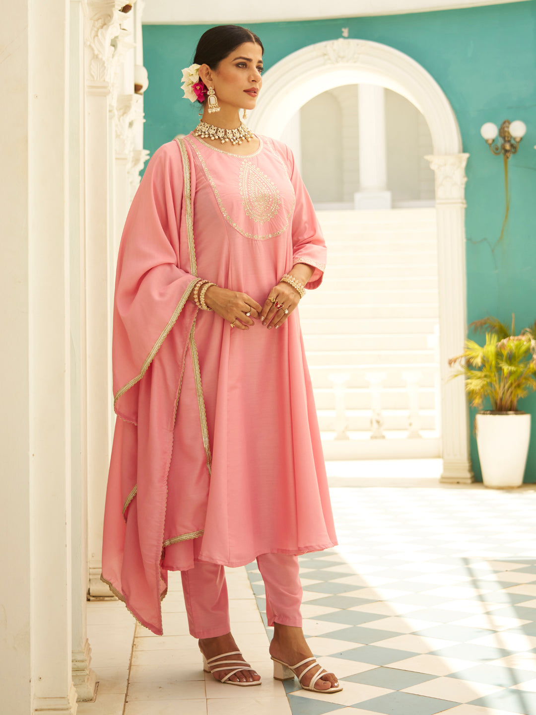 Vaani Anarkali Kurta and Pant Dupatta Set - FitVibe Fashion
