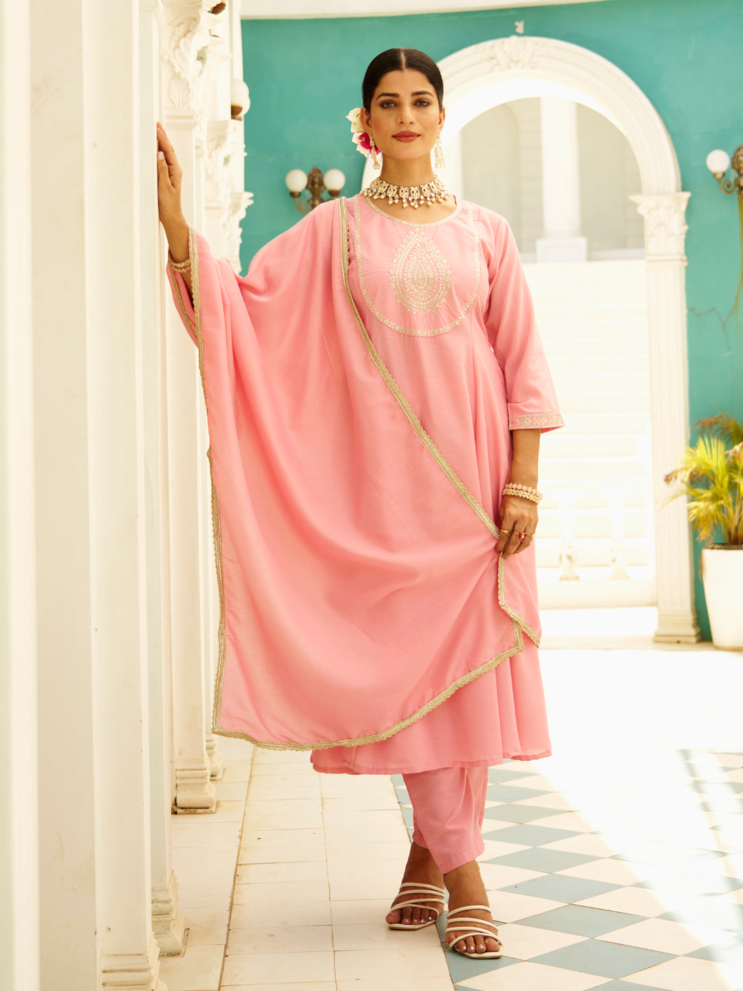 Vaani Anarkali Kurta and Pant Dupatta Set - FitVibe Fashion