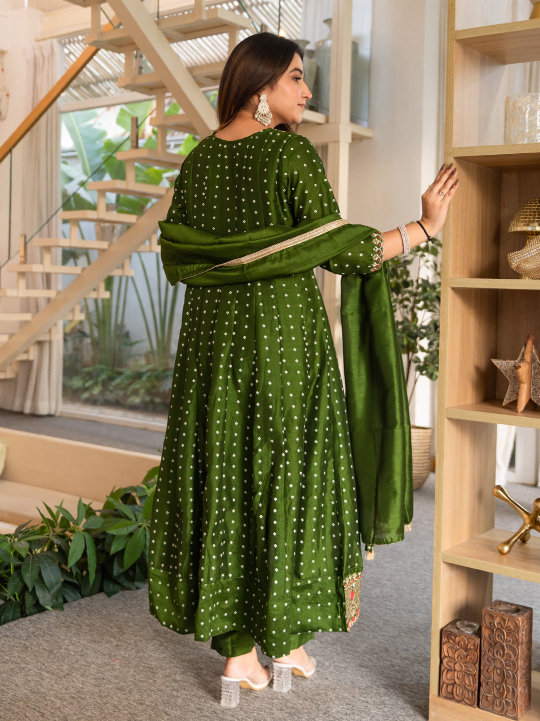 Vinita Silk Blend Anarkali Kurta Set Elegant Readymade Embroidered Fancy Neck Three Quarter Sleeves With Pant Dupatta Set - FitVibe Fashion