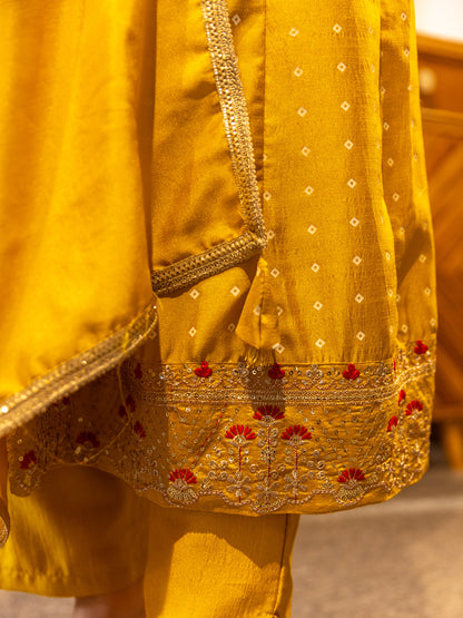 Vinita Silk Blend Anarkali Kurta Set Elegant Readymade Embroidered Fancy Neck Three Quarter Sleeves With Pant Dupatta Set - FitVibe Fashion