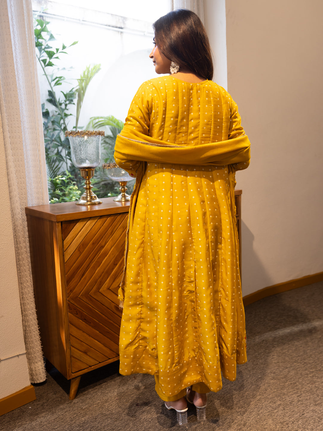 Vinita Silk Blend Anarkali Kurta Set Elegant Readymade Embroidered Fancy Neck Three Quarter Sleeves With Pant Dupatta Set - FitVibe Fashion