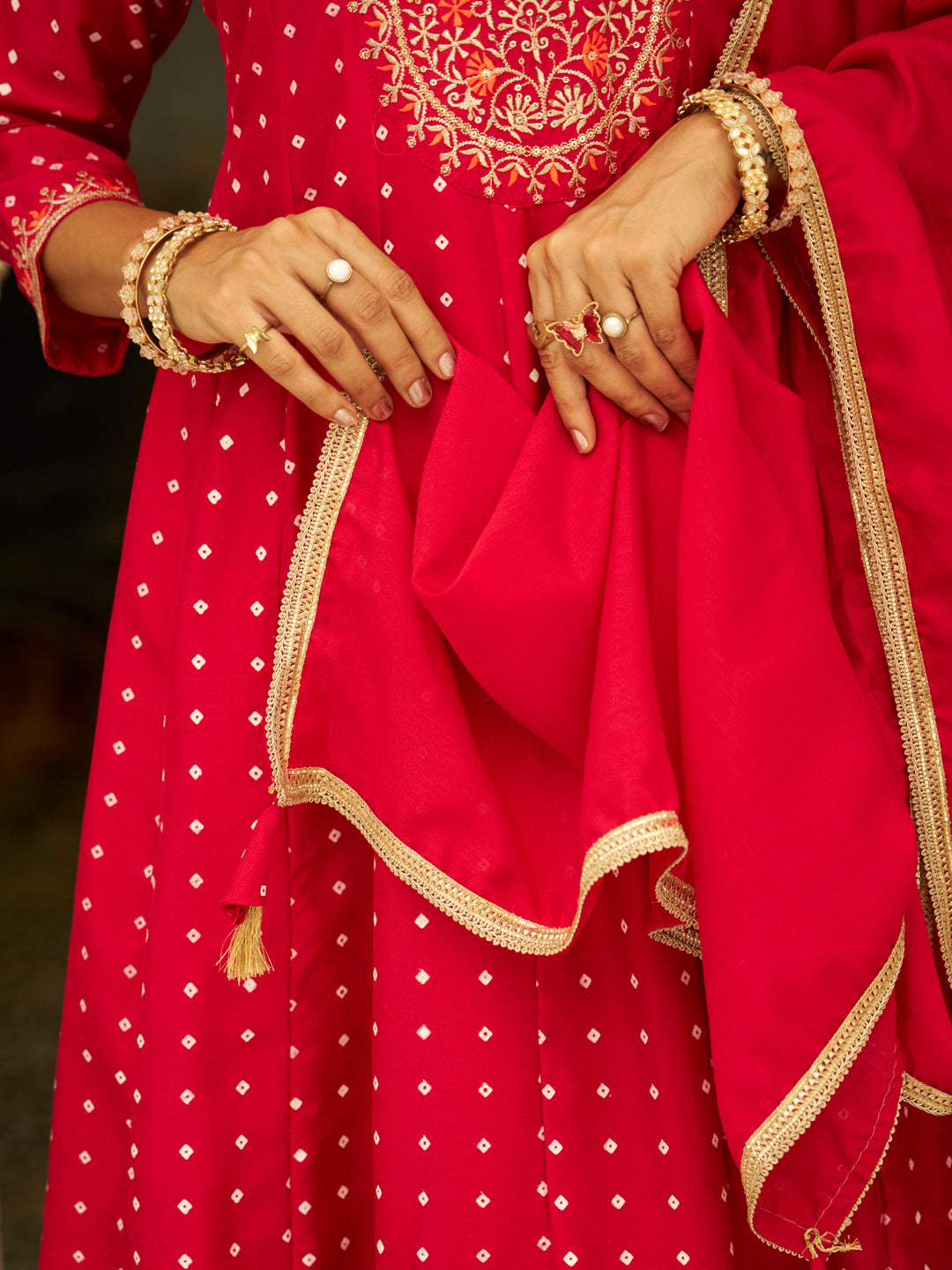 Inaaya Pink Embroidered Anarkali Kurta Set Suits with Silk Dupatta - FitVibe Fashion