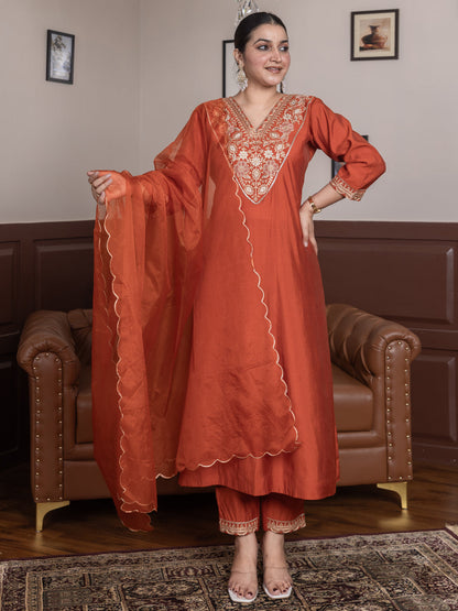 Ruby Petal Peach Kalidaar Festive Anarkali Set Suits - FitVibe Fashion