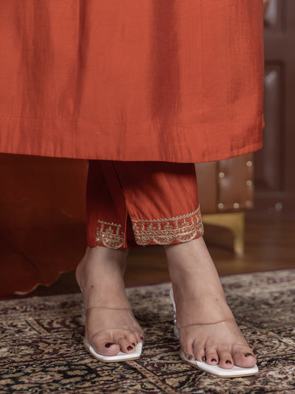 Ruby Petal Peach Kalidaar Festive Anarkali Set Suits - FitVibe Fashion