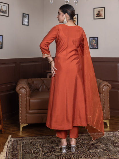 Ruby Petal Peach Kalidaar Festive Anarkali Set Suits - FitVibe Fashion