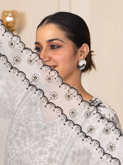 Vyomika Cream Silk Blend Kurta with Trousers & Dupatta Suits - FitVibe Fashion