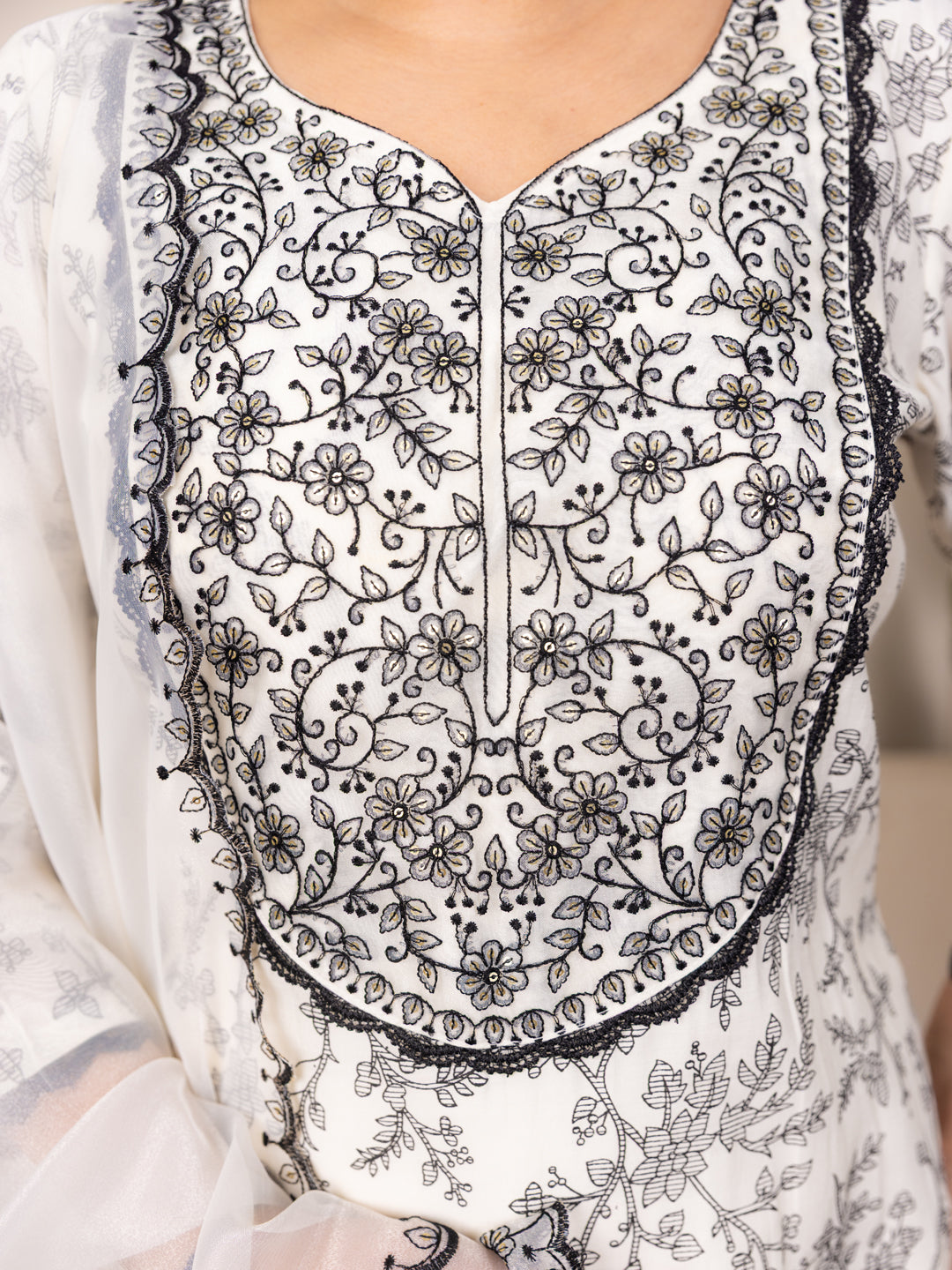 Vyomika Cream Silk Blend Kurta with Trousers & Dupatta Suits - FitVibe Fashion