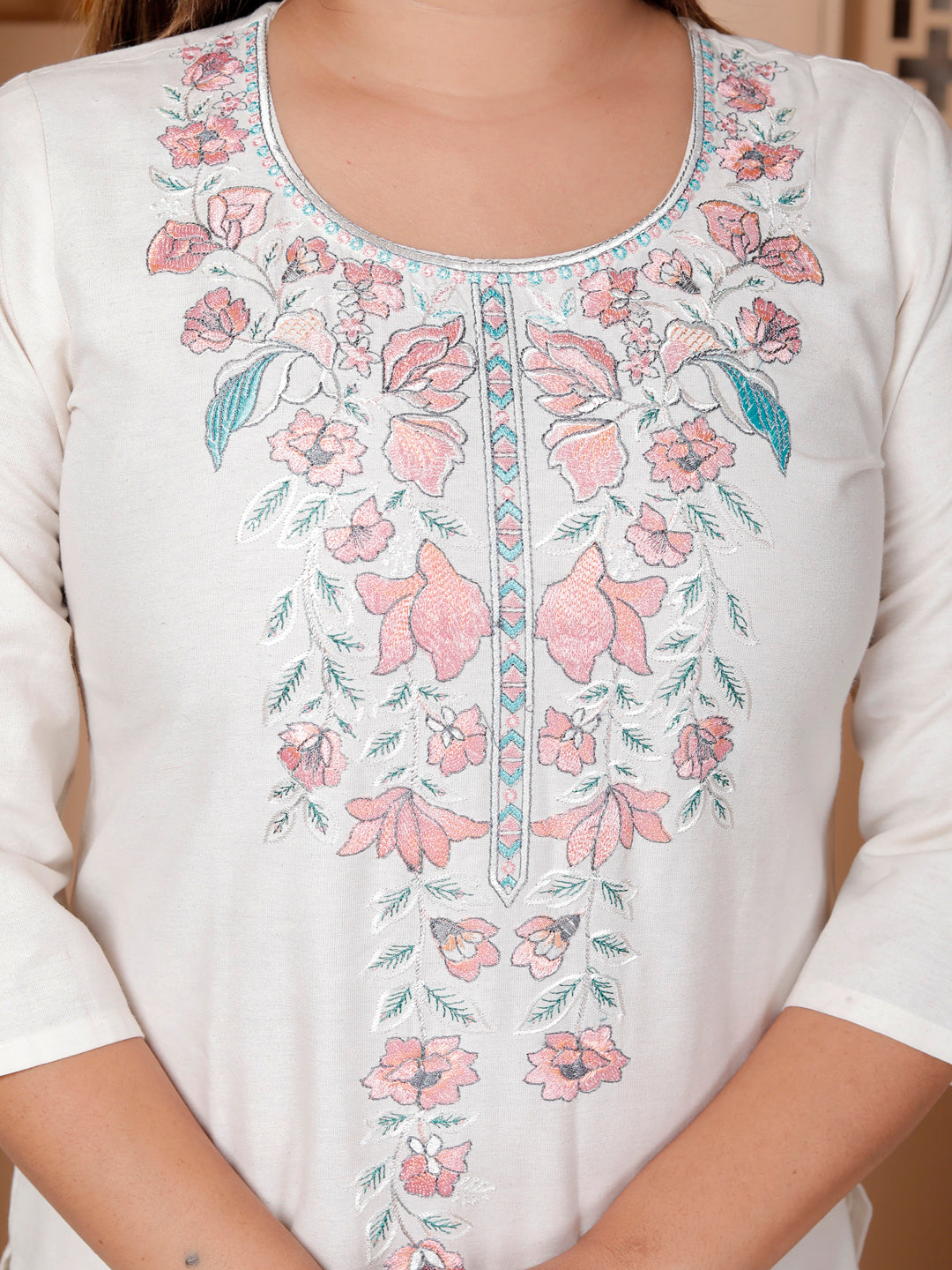 Zarvika White khadi cotton Kurta with Trousers & Dupatta Suits - FitVibe Fashion