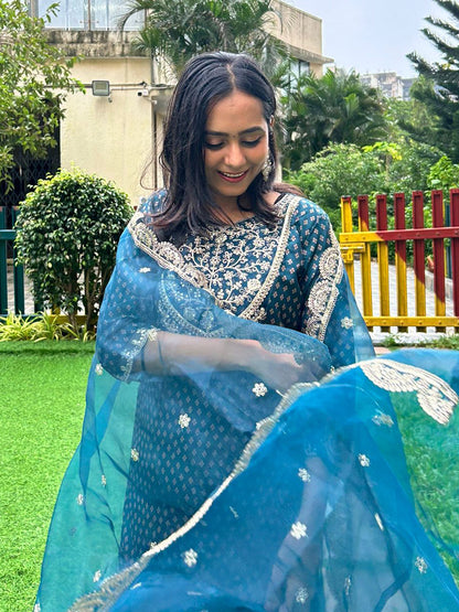 Shagun Women Kurta and Pant Sets Muslin Print Fabric - FitVibe Fashion