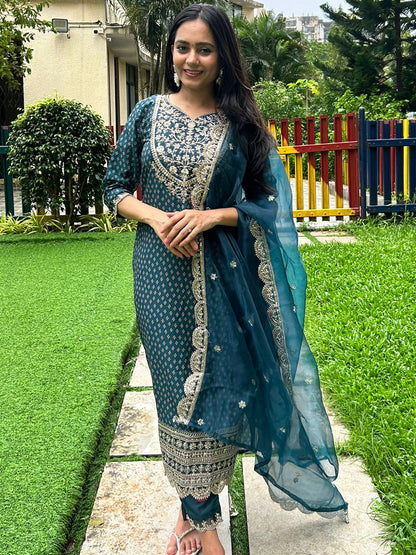 Shagun Women Kurta and Pant Sets Muslin Print Fabric - FitVibe Fashion