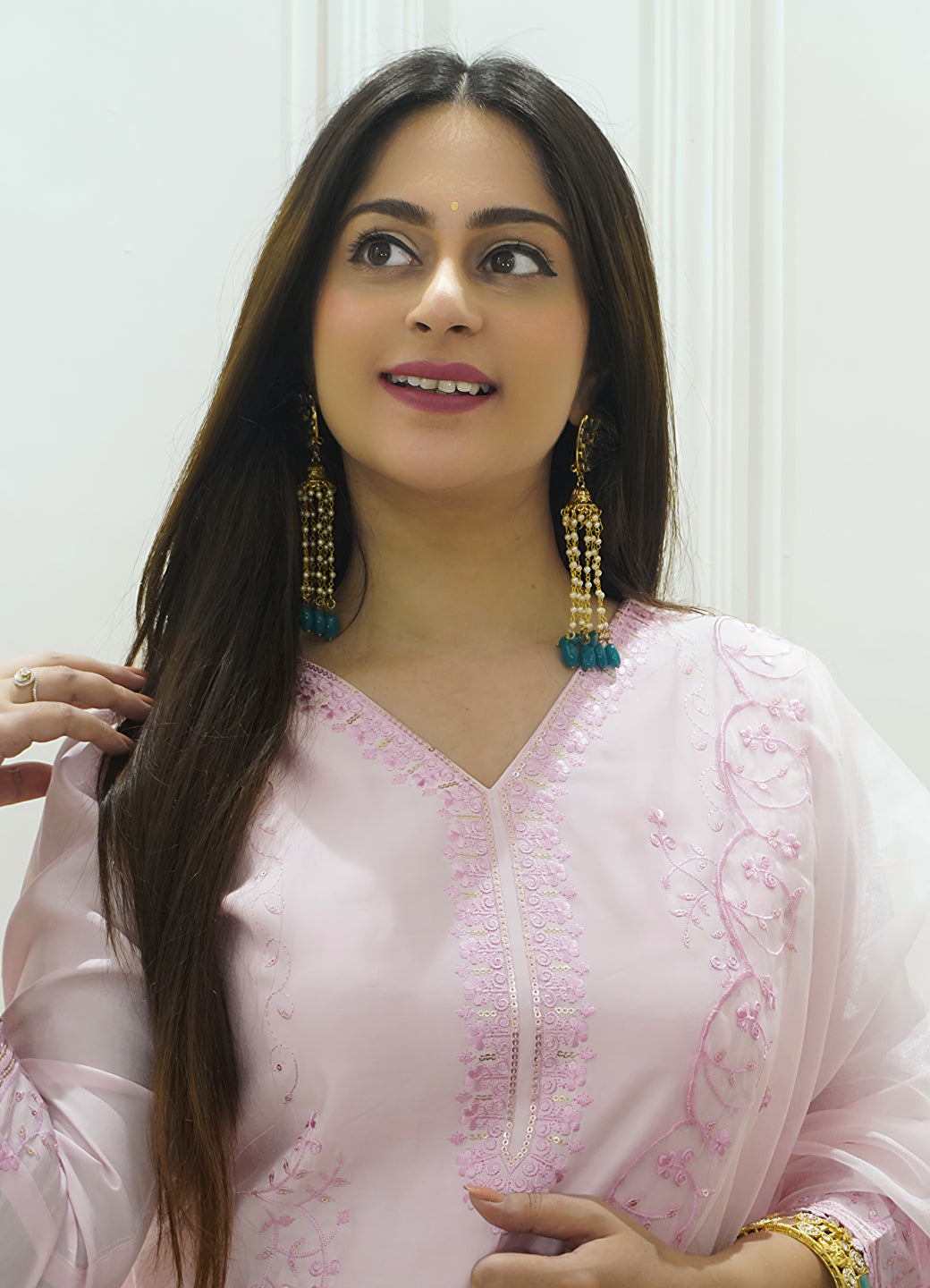 Swarnika Women's Viscose Roman Silk Kurta Set Ready to Wear Elegant Lightweight Soft Ethnic Outfit - FitVibe Fashion