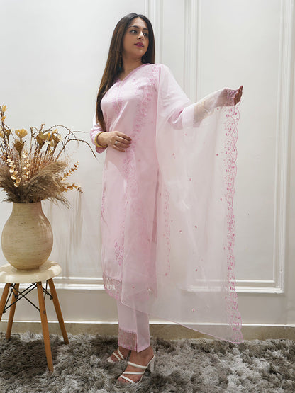 Swarnika Women's Viscose Roman Silk Kurta Set Ready to Wear Elegant Lightweight Soft Ethnic Outfit - FitVibe Fashion