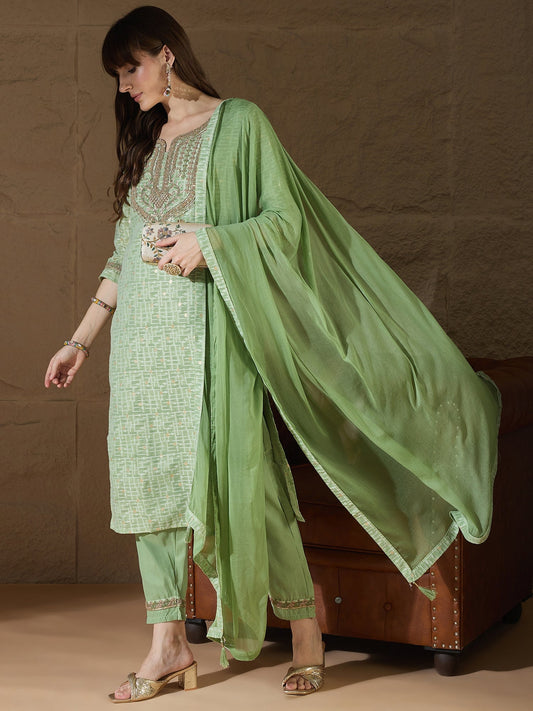 Ritu Women Kurta and Trouser Duppata Set With Embroidery Cotton Blend - FitVibe Fashion