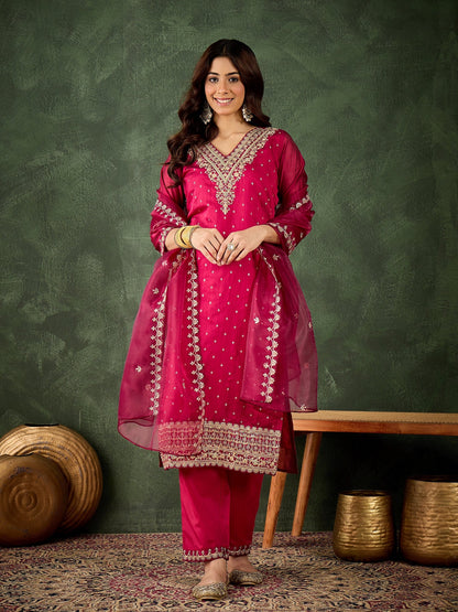 Nyrah Women Kurta and Pant Sets Chanderi Silk Blend - FitVibe Fashion