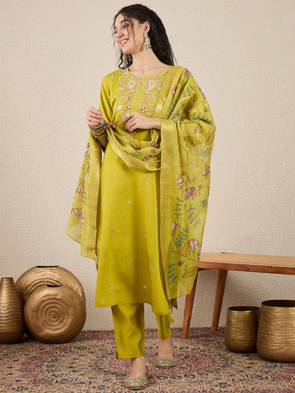 Nazakat Parrot green Kurta and Pant Dupatta Set - FitVibe Fashion