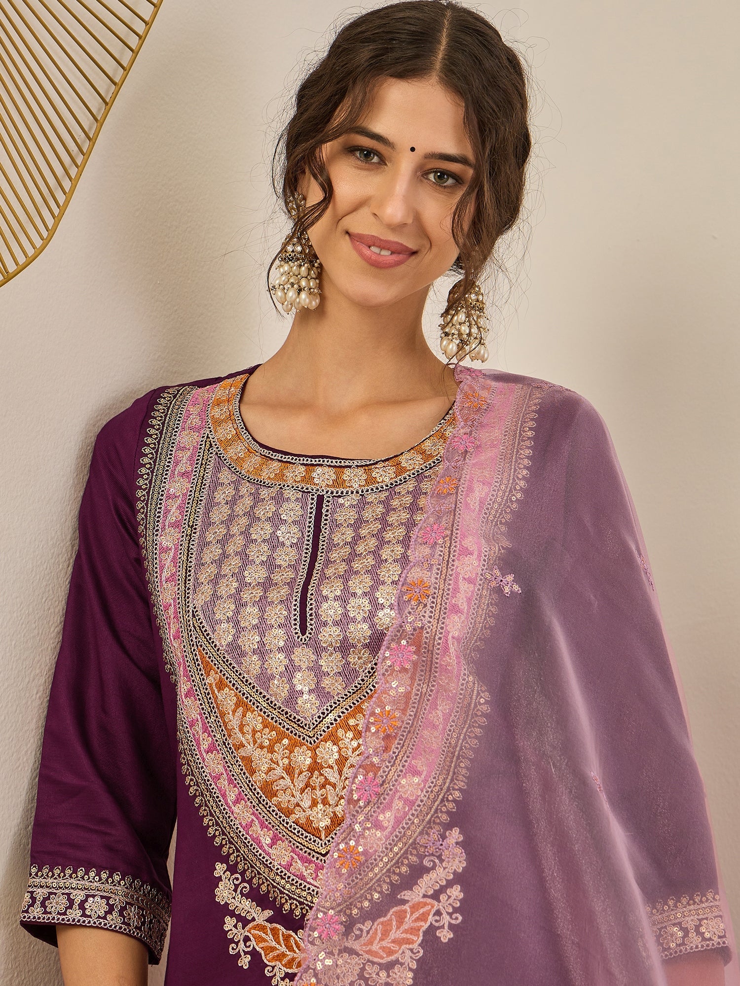 Tanirika Women's Embroidered Viscose Rayon Calf Length Straight Kurta Trouser with Dupatta Set - FitVibe Fashion