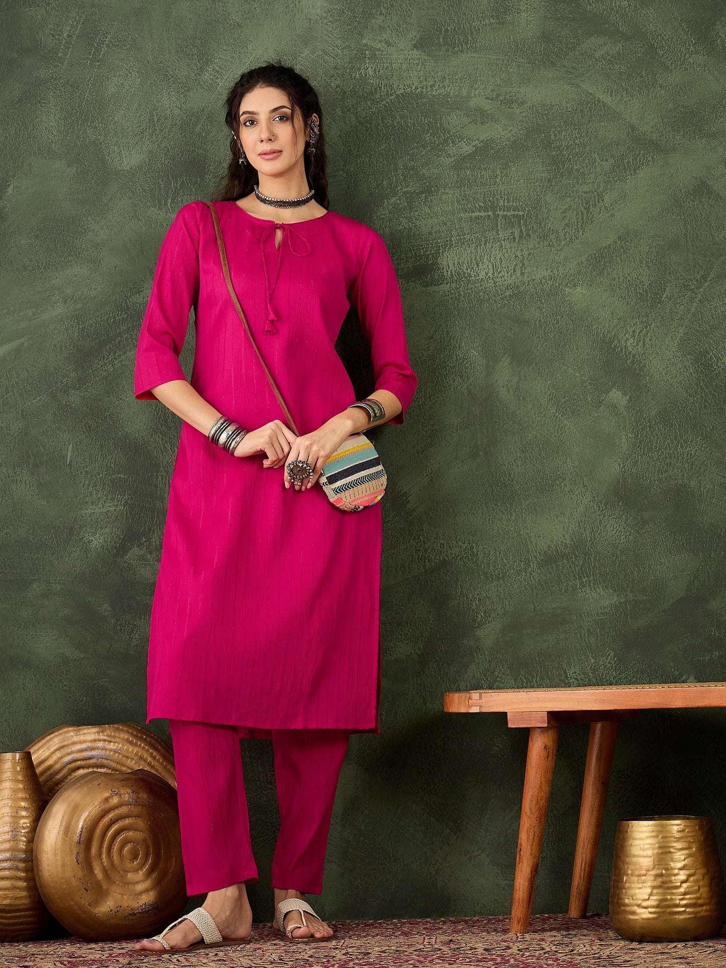 Samara Women's Office, Festive Wear Rani Straight Kurta & Pant, Co-ord Set - FitVibe Fashion