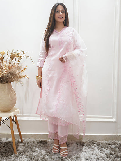 Swarnika Women's Viscose Roman Silk Kurta Set Ready to Wear Elegant Lightweight Soft Ethnic Outfit - FitVibe Fashion